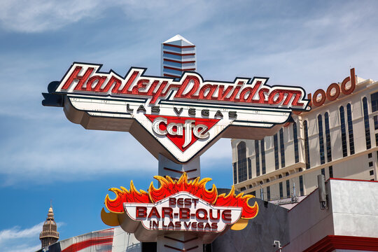 Harley Davidson cafe on the Las Vegas Strip. A popular barbeque themed restaurant based around the icon motorcycle.