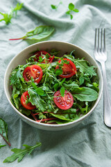 Vegan food: healthy fresh vegetables salad