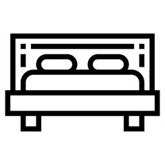 double bed line icon style