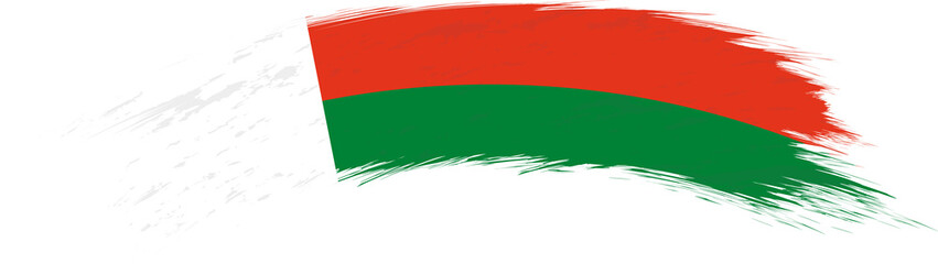 Flag of Madagascar in rounded grunge brush stroke.