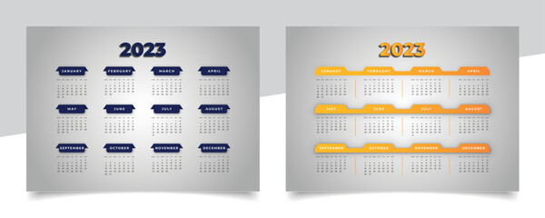 Modern calendar 2023 new year colorful calendar template design