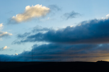 Dramatic early morning clouds over Rivington Pike Winter Hill