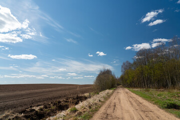 dirt road through the field