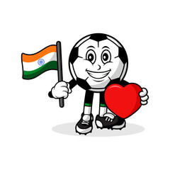 Mascot cartoon football love india flag design