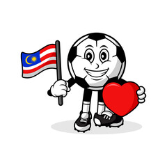 Mascot cartoon football love malaysia flag design