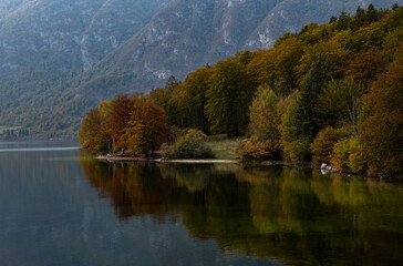 Lake Bohinj and Julian Alps in autumn,Slovenia