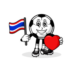 Mascot cartoon football love thailand flag design