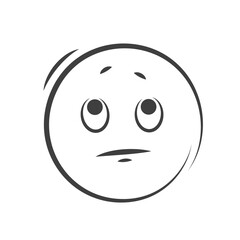 Upset sad emoticon smiley. Frustrated emoji isolated on white background. Vector illustration. 