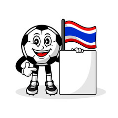 Mascot cartoon football thailand flag with banner