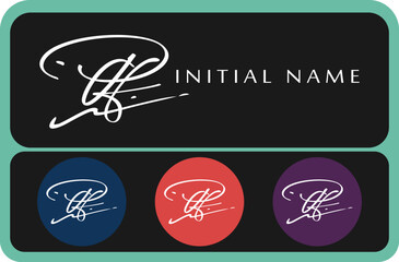 Pf P f initial handwriting Pf initial handwriting signature logo template vector hand lettering for designs or for identity