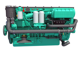 Marine Propulsion Engine for Ships, Yachts and Boats 3D rendering