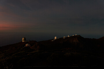 Astronomical telescopes of the Roque de los Muchachos, Caldera de Taburiente National Park, on the island of La Palma. Canary Islands. Spain