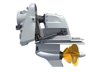 Boat Engine 3D rendering on white background © 3D Horse