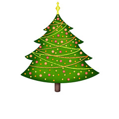 green Christmas tree on transparent background