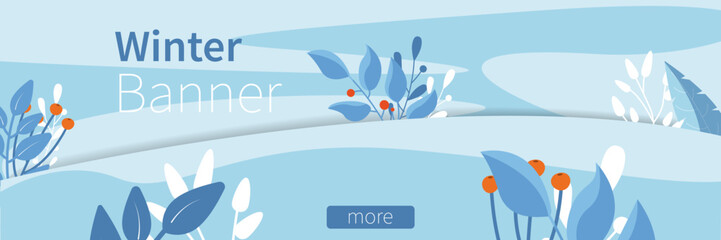 Fototapeta na wymiar floral banners for winter advertising in flat design