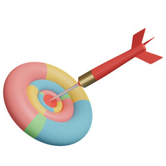 Target with red darts or arrow isolated. 3d illustration or 3d render