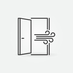 Open Door outline icon - Room Ventilation vector symbol