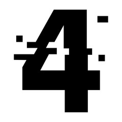 Obraz premium Number 4, Digital glitched numbers with distortion effect