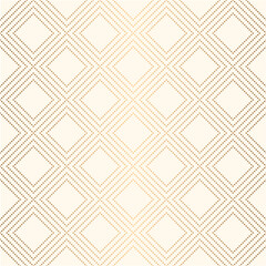 Seamless luxury pattern with gold square  dotted rhombus on beige background, diagonal repeat  dotted line pattern design for decoration,wrap,cover,card.