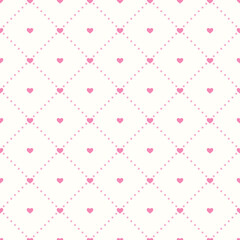 Seamless pattern with small pink heart and dotted line,diagonal repeat pattern design for decoration,wrap,cover,card.