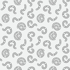 Vector seamless pattern with worms line signs. Rain-worm linear background