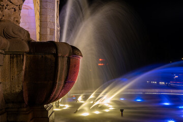 Fountain in Szczecin, Wały Chrobrego.
City at night, colors, reflections, light,
Poland, summer...