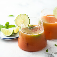 Refreshing watermelon strawberry cocktail