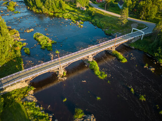 Pyhäjoki river and old bridge in Finland