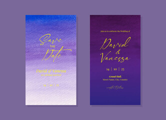 Blue and Purple Social media stories wedding card template design