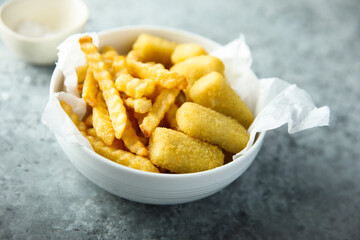 Traditional homemade fish and chips