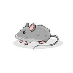 Сute cartoon little mouse.Gray mouse.