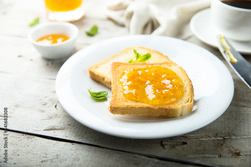 Poster toast with homemade orange jam