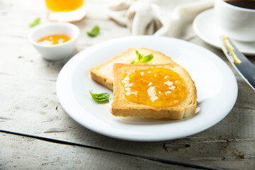 Toast with homemade orange jam