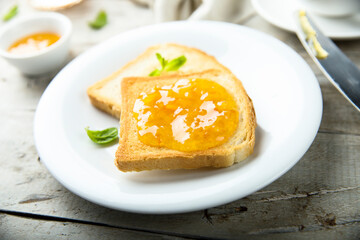 Toast with homemade orange jam
