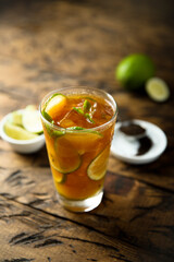 Traditional iced tea with lime
