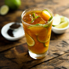 Traditional iced tea with lime