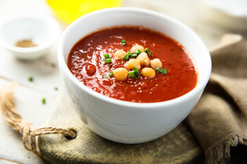Homemade tomato soup with chickpea