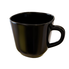 Glossy black cup. Cup mockup. Render.