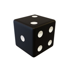 Black play plastic dice. Black realistic plastic bone.