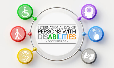 International Day of Persons with Disabilities (IDPD) is celebrated every year on 3 December. to raise awareness of the situation of disabled persons in all aspects of life. 3D Rendering