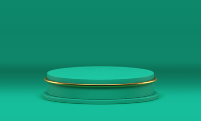 Green cylinder podium premium showcase 3d studio background product presentation realistic vector