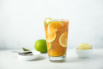Traditional iced tea with lime