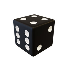 Black play plastic dice. Black realistic plastic bone.