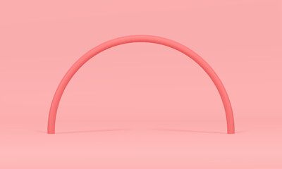 Pink curved rod archway construction decor element 3d display realistic vector illustration