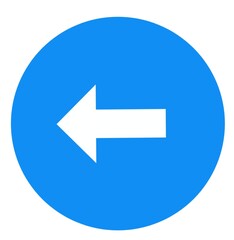 blue arrow button, white arrow in blue circle, left arrow icon 