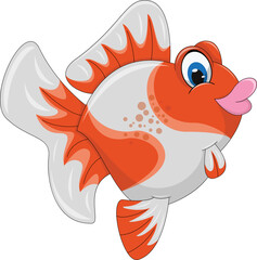 Gold fish orange color with pink color cartoon vector illustration