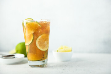 Traditional iced tea with lime