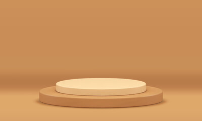 Beige 3d pedestal round stage level arena empty showcase for product presentation realistic vector