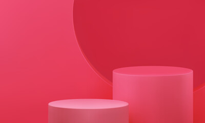 Cylinder 3d podium level stage competition pedestal pink showcase studio background realistic vector