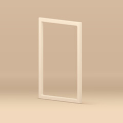 3d frame isometric minimalist decor element for product advertising beige studio background vector